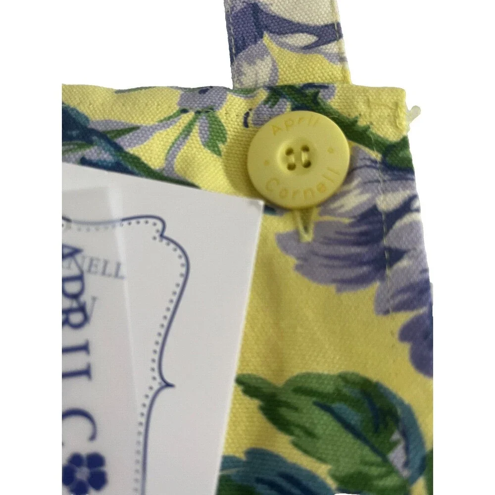 April Cornell Apron Purple Yellow Flowers French Country Spring 100% Cotton